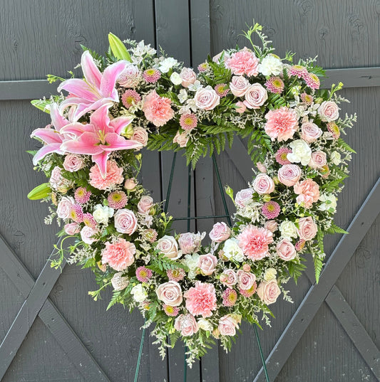 Pink Heart Standing Spray